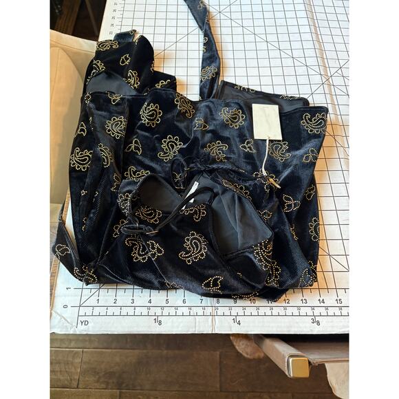 NWT TulaRosa REVOLVE Black Velvet Emily Wrap Dress Gold Paisley Studs XXS - Picture 13 of 15